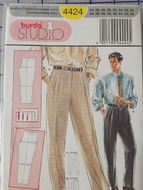 Burda Studio Men’s Dress Pants in Beige Plaid and Black